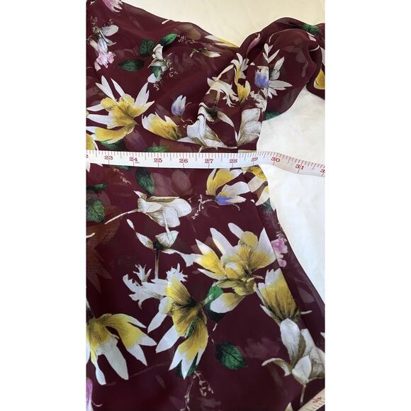 Boutique Women's Plus Size 3X Burgundy Floral 3/4 Sleeve Blouse Top Fairy Boho - Picture 9 of 10